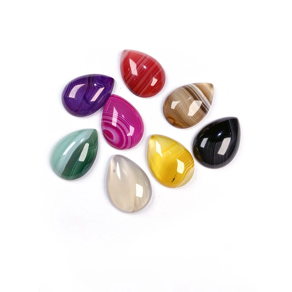 Natural Stone Striped Agates Cabochon No Hole Beads Water drop shape Loose Beads for Making Jewelry DIY Ring accessories