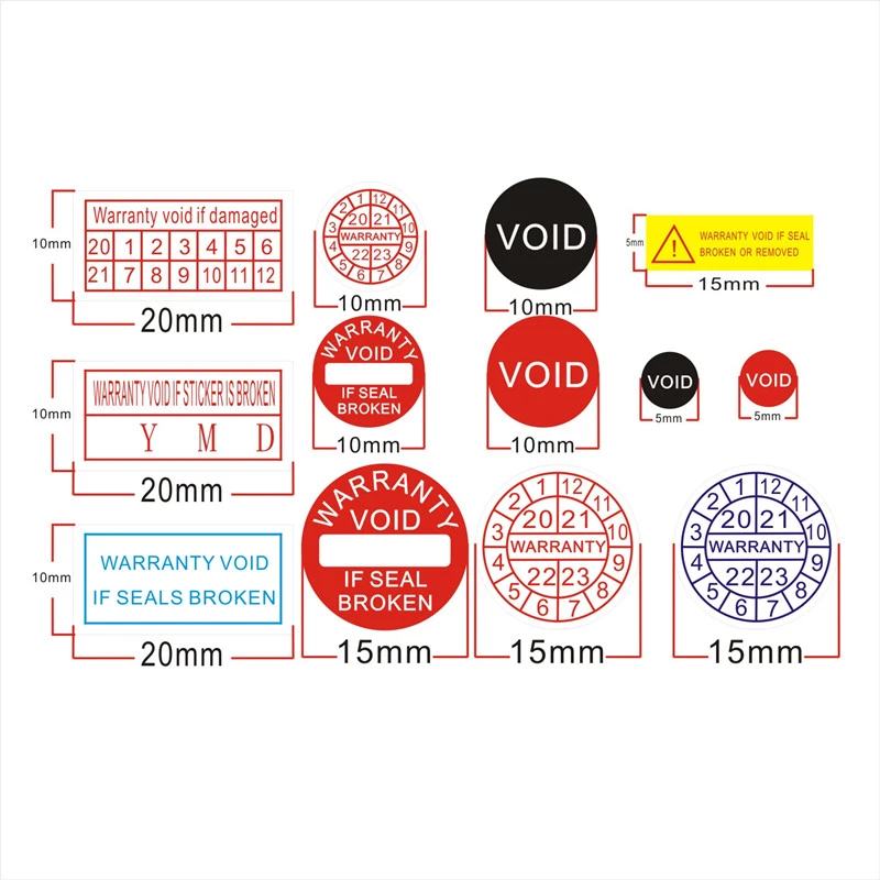 Factory  wholesale Warranty sealing label Security Protection sticker void If seal broken Damaged Shredded paper 2021-2024