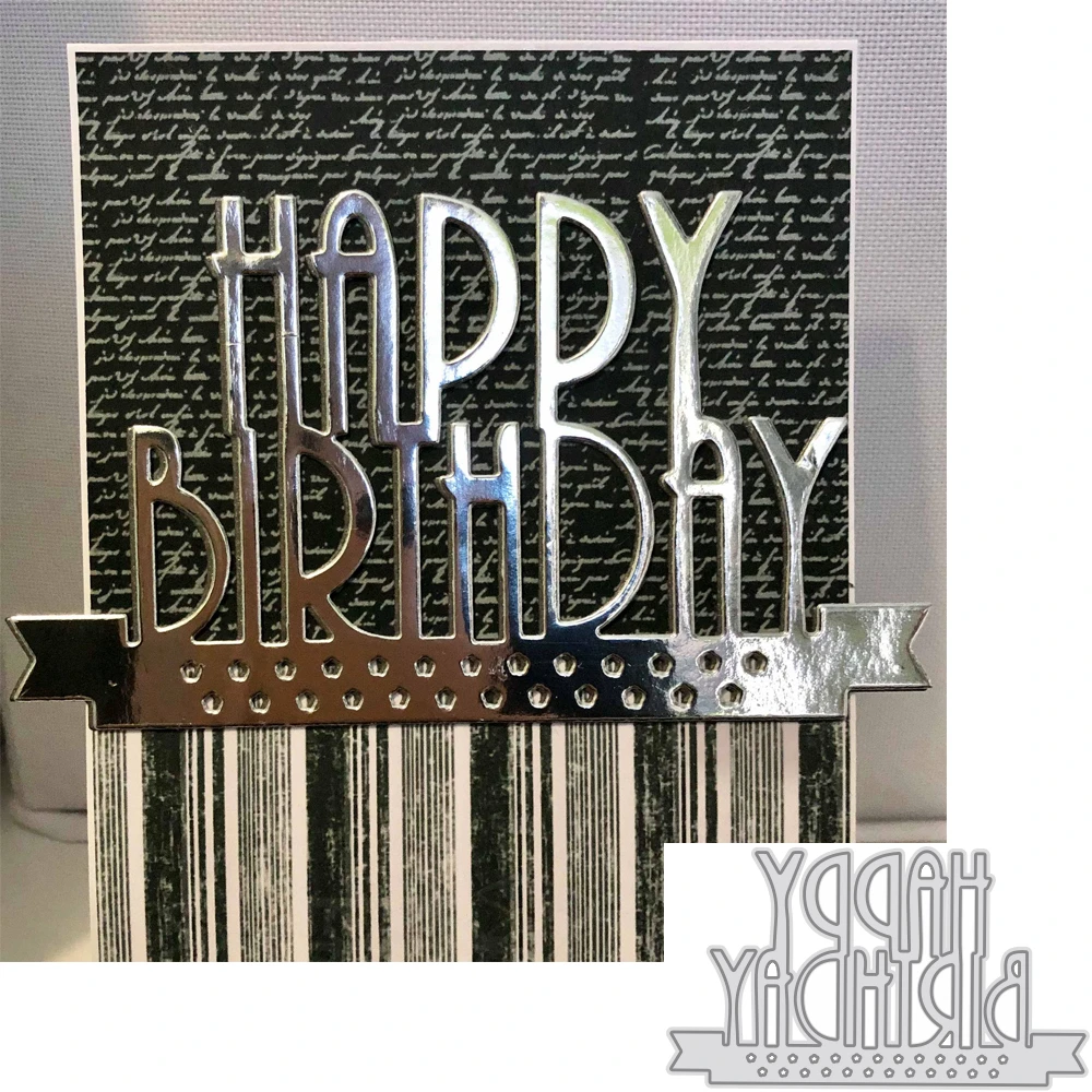 Happy Birthday Craft Metal Cutting Dies Mold Punch Stencil  for DIY Scrapbooking Paper Album Photo Cards Making Dies Cut