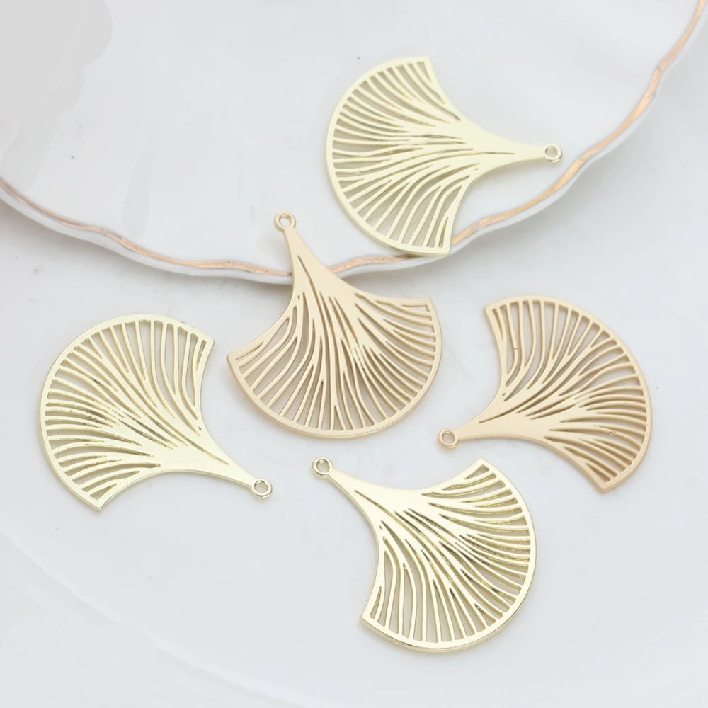 34mm 10pcs/lot Zinc Alloy Charms Gold Hollow Ginkgo Leaves Shape Charms For DIY Fashion Jewelry Making Finding Accessories