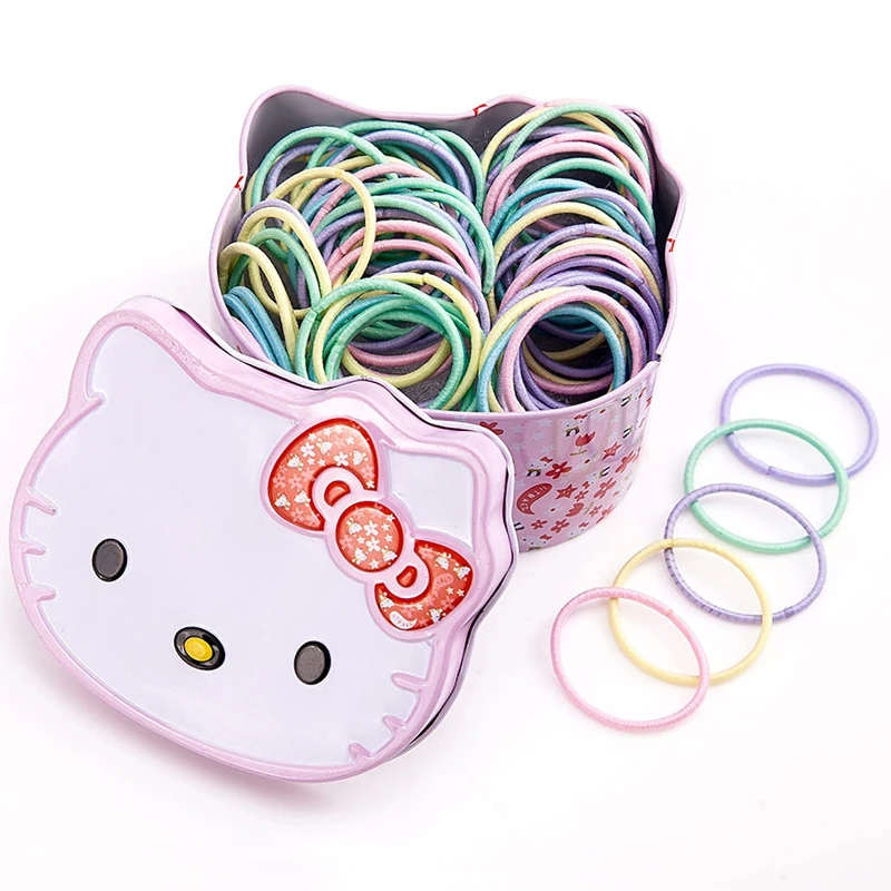100Pcs/Lot Elastic Rubber Band Gift Box Packed Girl Cute Colorful Hair Bands Headwear Scrunchies Headband Nylon Hair Accessories