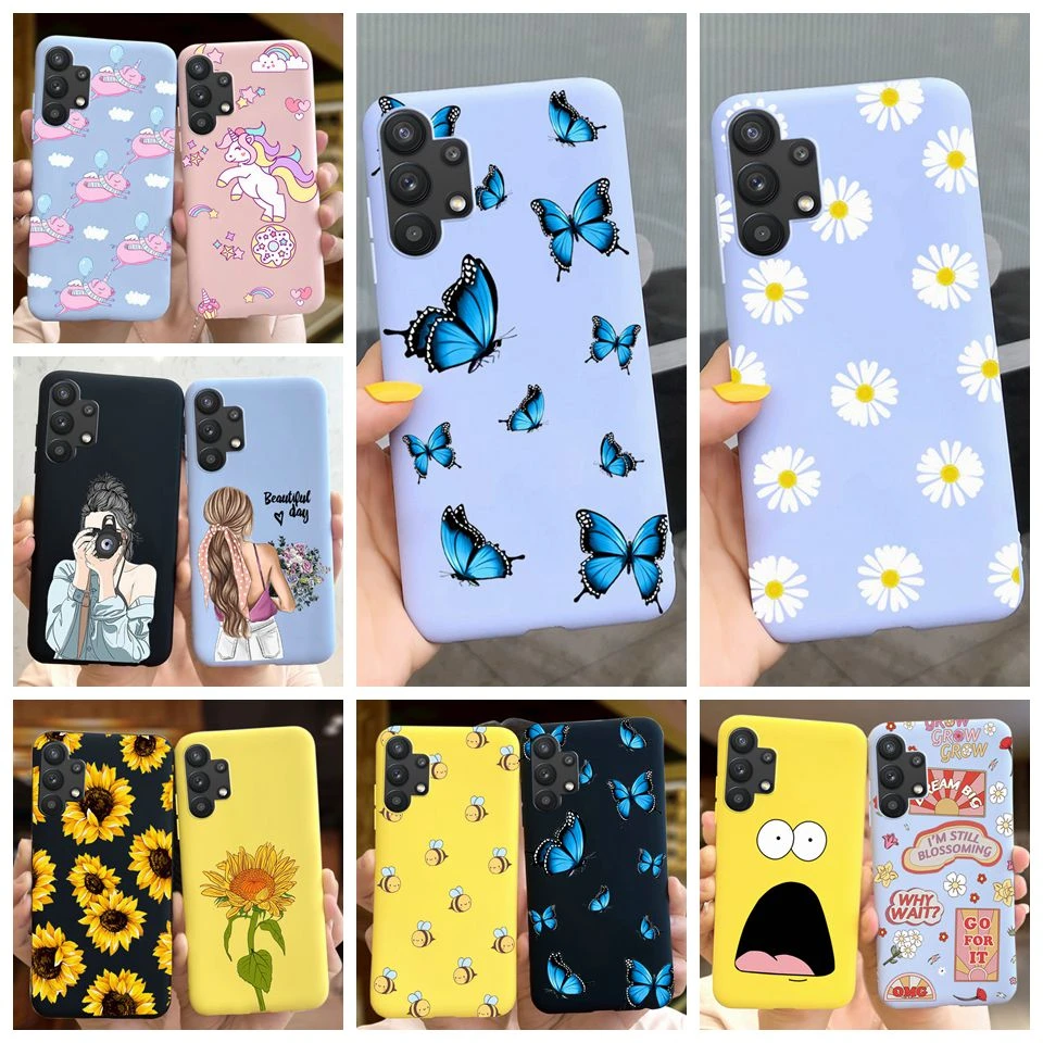 Shap-on Case For Samsung Galaxy A32 Case Liquid Silicone Cartoon Paintten Case Cover For Samsung A32 4G/5G A 32 A326B A325F Capa