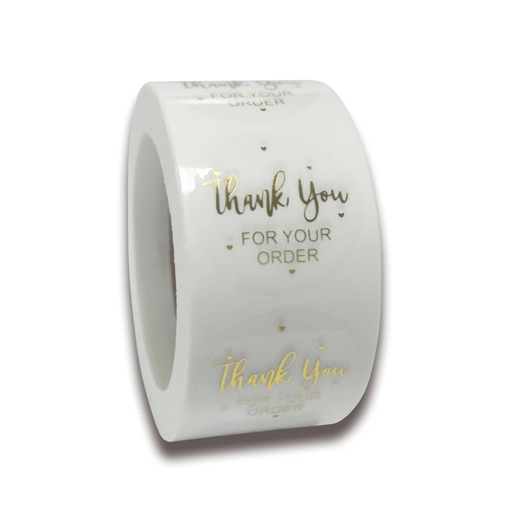 50-500pcs Round Gold Foil Thank You For Your Order Stickers 1 inch Wedding Pretty Gift Cards Envelope Sealing Label Stickers