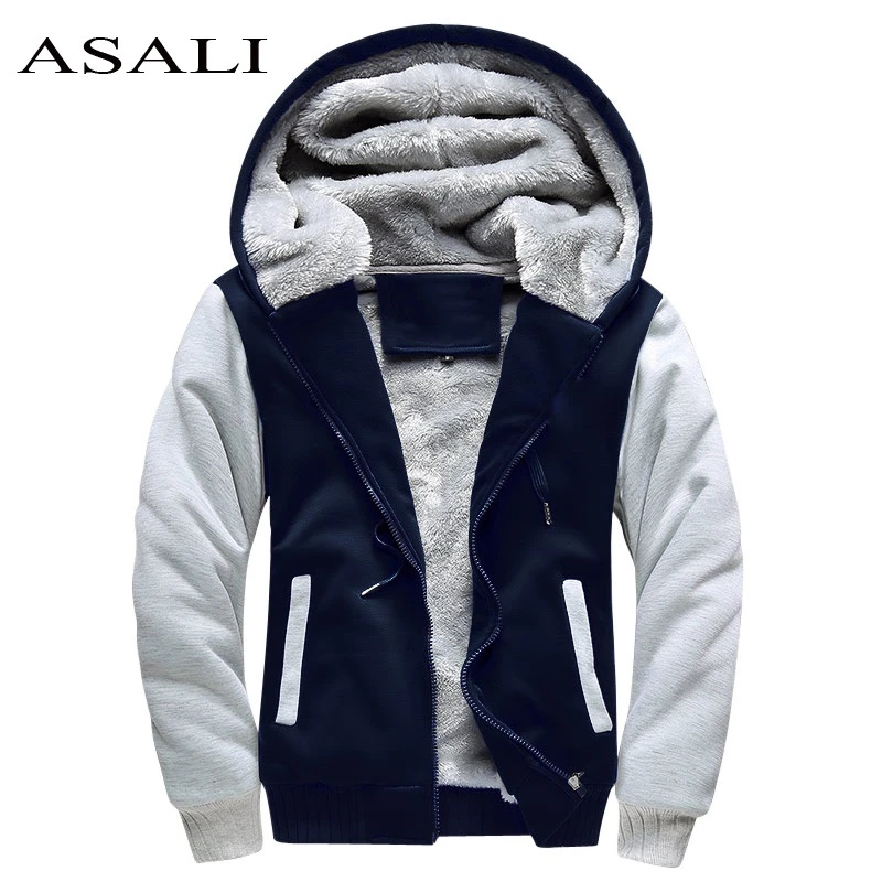 ASALI Bomber Jacket Men 2021 New Brand Winter Thick Warm Fleece Zipper Coat for Mens SportWear Tracksuit Male European Hoodies