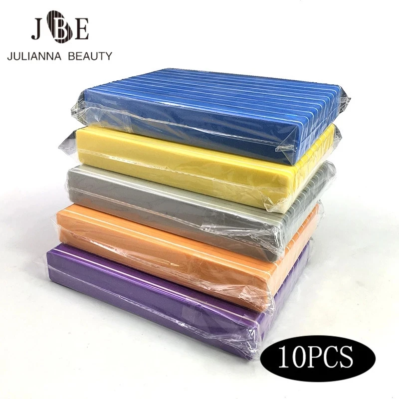 10Pcs/lot 100/180 Mix Rhombus Double Side Nail files buffer Polishing Grinding Manicure Pedicure Nail Buffers File Tools