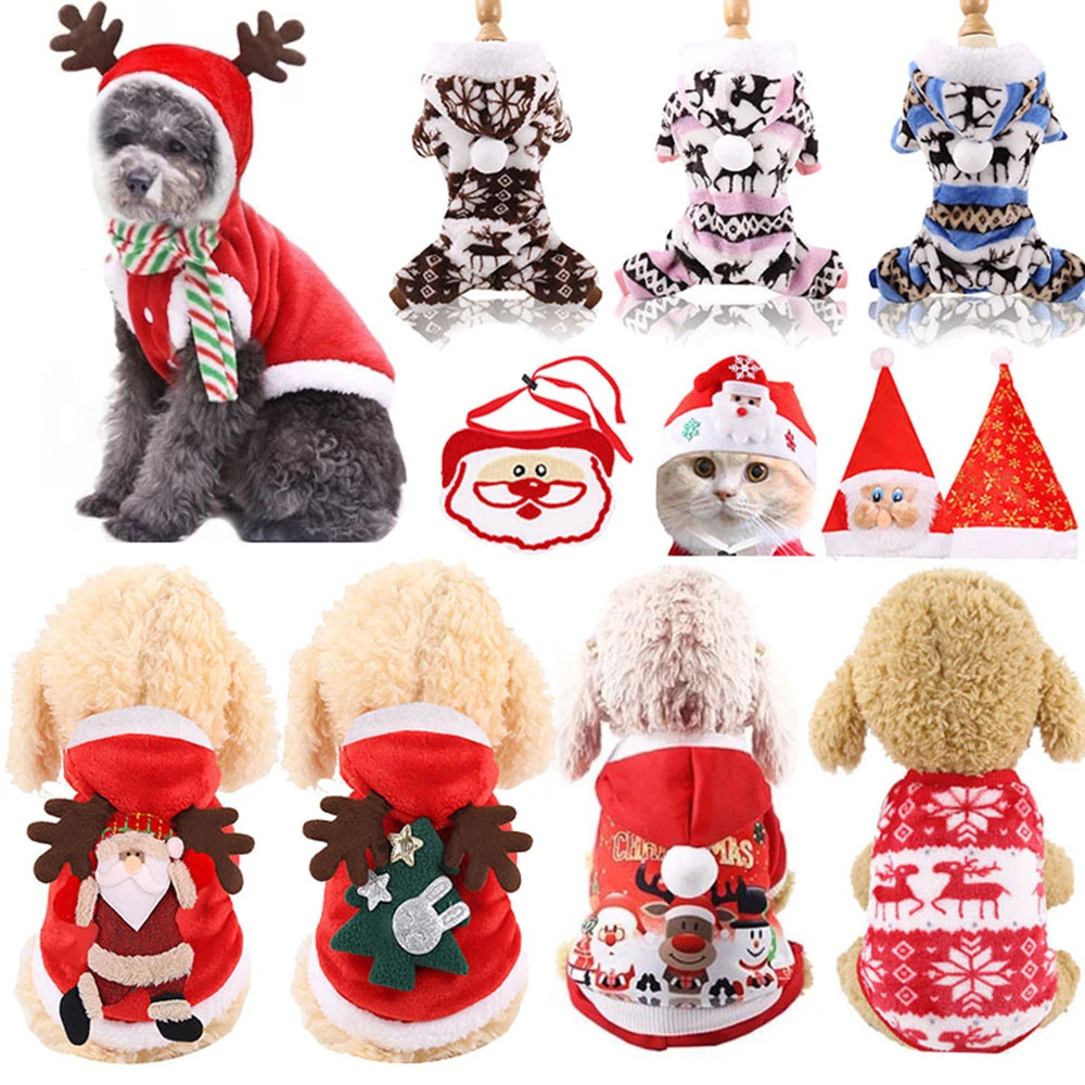 Dog Coat Christmas Dogs Clothes Costume Santa Claus Costume for Puppy Pet Cat Xmas Accessories for New Year Festival Holiday