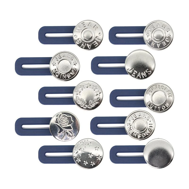 2PCS Magic Metal Button Extender for Pants Jeans Free Sewing Adjustable Retractable Waist Extenders Button Waistband Expander