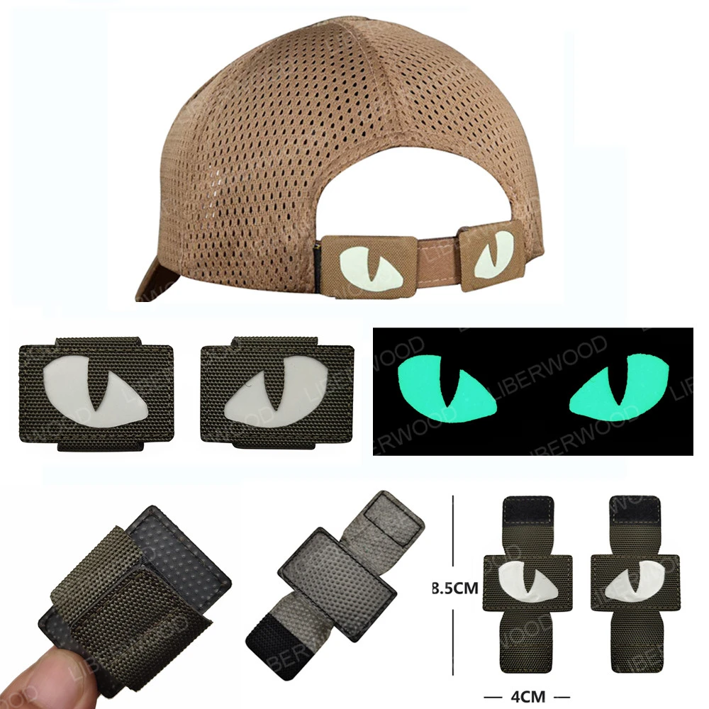 Cat Tiger Eyes Hook Fasteners Tactical Glow In Dark Military Combat Applique Patch For Hats Helmet Uniform Backpack