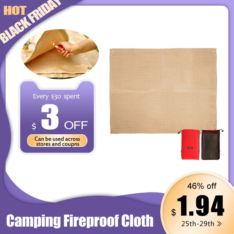 Camping Fireproof Cloth Flame Retardant Insulation Mat Blanket Glass Coated Heat Insulation Pad Outdoors Picnic Barbecue