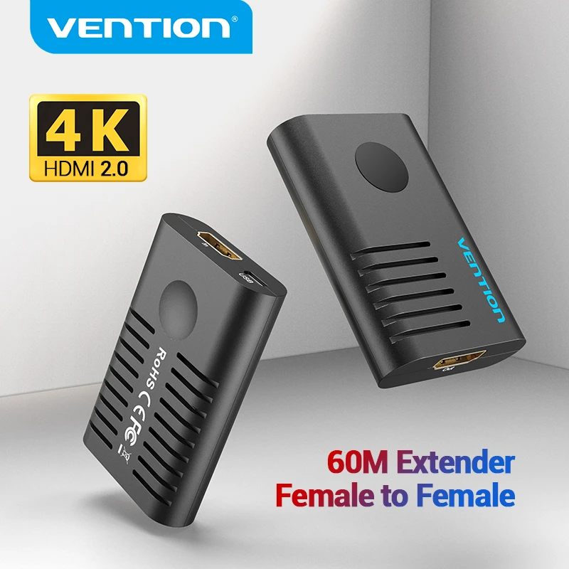 Vention HDMI Extender HDMI 2.0 Female to Female Repeater up to 10m 60m Signal Booster Active 4K@60Hz HDMI to HDMI Extension