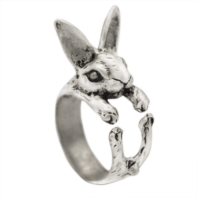 Vintage Chic Rabbit Animal Knuckle Rings for Women Girls Charm Gothic Punk Frog Cat Octopus Opening Finger Rings Fashion Jewelry