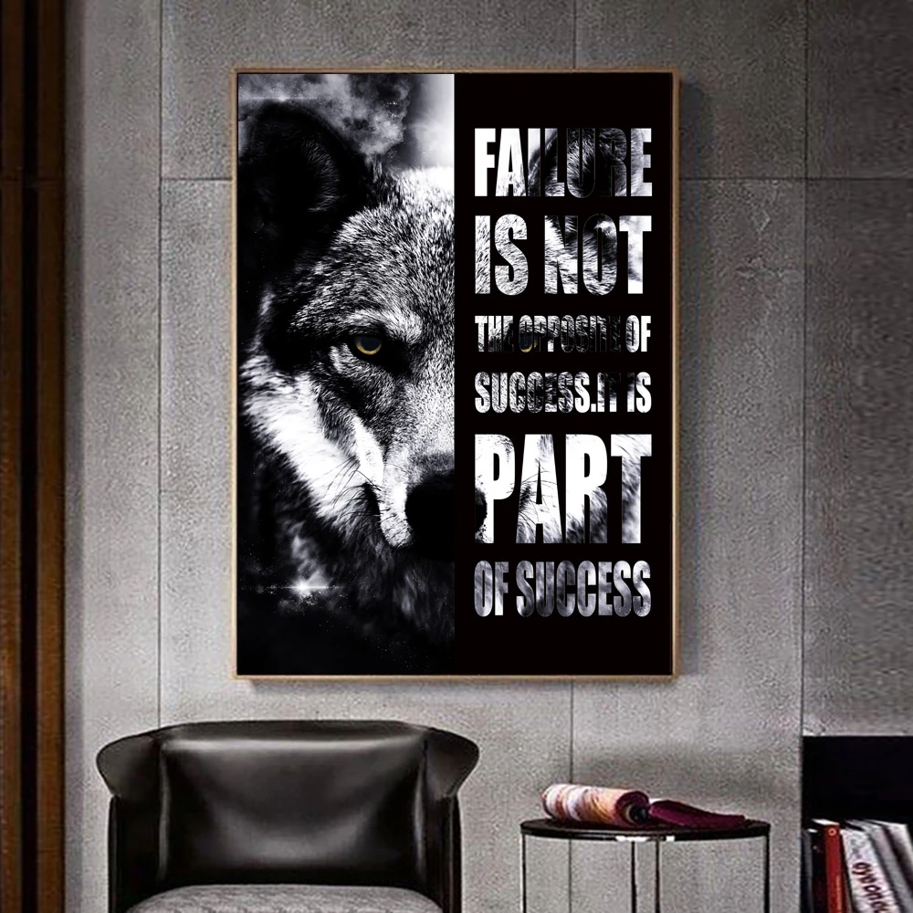 Black White Poster Animal Inspirings Quotes Better Success Canvas Picture for Home Design Lion Leopard Wolf Posters and Prints