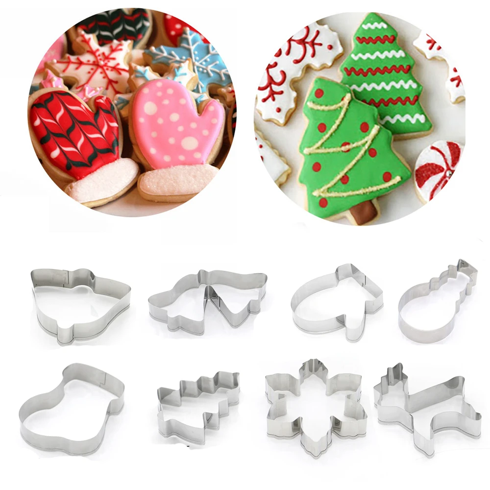 1PC Stainless Steel Biscuit Mold Christmas/Easter Cookie Cutter Baking Tool Theme Snowflake Santa Claus Gingerbread Cake Mould