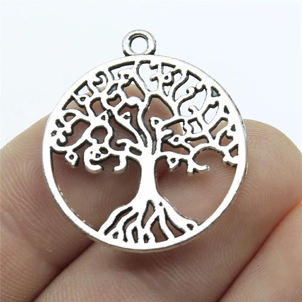 WYSIWYG 10pcs 25x25mm Charm Tree Of Life 3 Colors Round Tree Charms Tree Of Life Pendant Charms For Jewelry Making