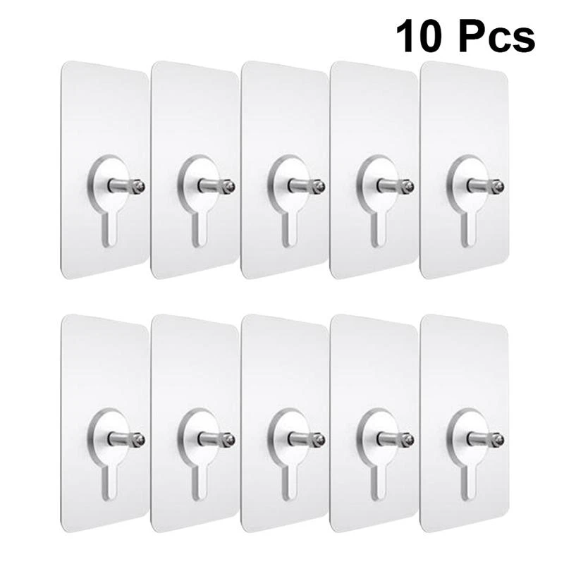 10pcs Punch-Free Non-Marking Screw Stickers Wall Picture Hook Invisible Traceless Hardwall Drywall Picture Hanging Kit