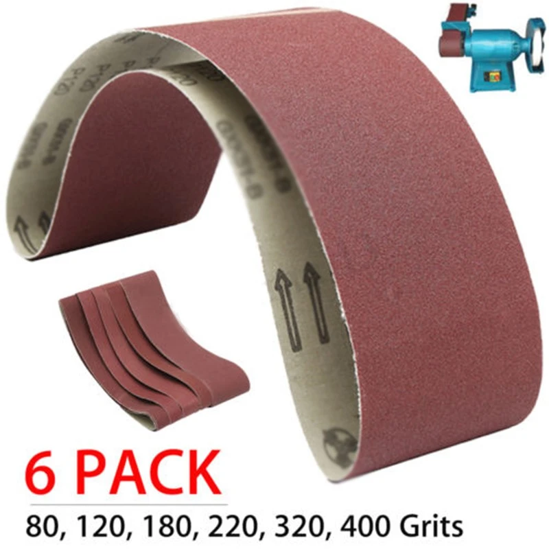 6Pcs/set 915*100m Sanding Belts 80 120 180 240 320 400Grits  Sandpaper Abrasive Bands Sander Grinding Polishing Tools