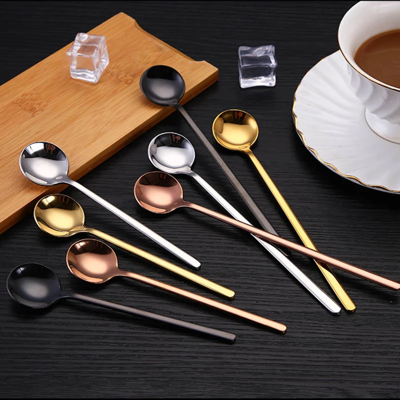 304 Stainless Steel Coffee Spoon round head spoon Korean Style spoons honey dessert gift mixing spoon