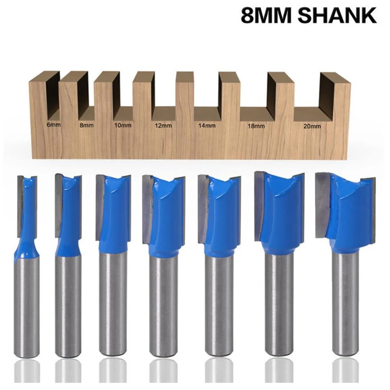 8mm Striaght Shank Router Bit Swallow Tail Woodworking Etching Carpenter Milling Cutter for Wood Slotting 6-20mm Diameter