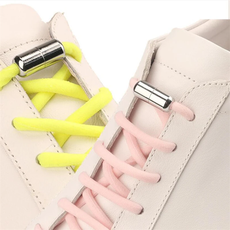 Semicircle No Tie Shoelaces Elastic Shoe laces Sneakers shoelace Metal Lock Lazy Laces for Kids and Adult One size fits all shoe