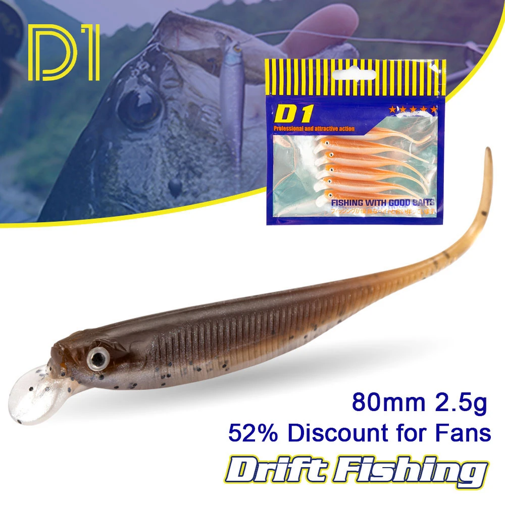 D1 NEW Drift Fishing Soft Bait with Lip 85MM 2.5G Freshwater Lure Lifelike Rolling Hover & Mid Strolling  Action for Bass Perch