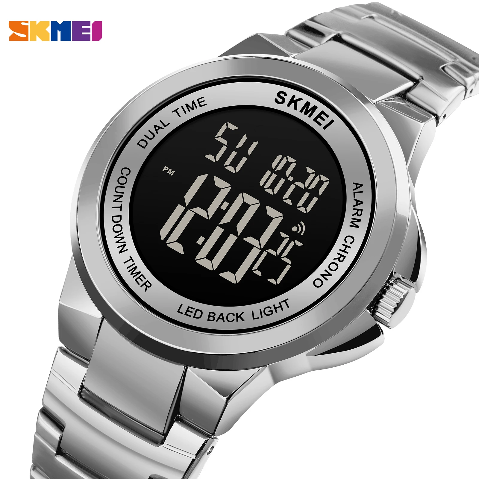 SKMEI Brand Men Digital Watches Fashion Chrono Countdown Electronic Clock Luxury Stainless Steel Men's Stopwatch Masculino 1712