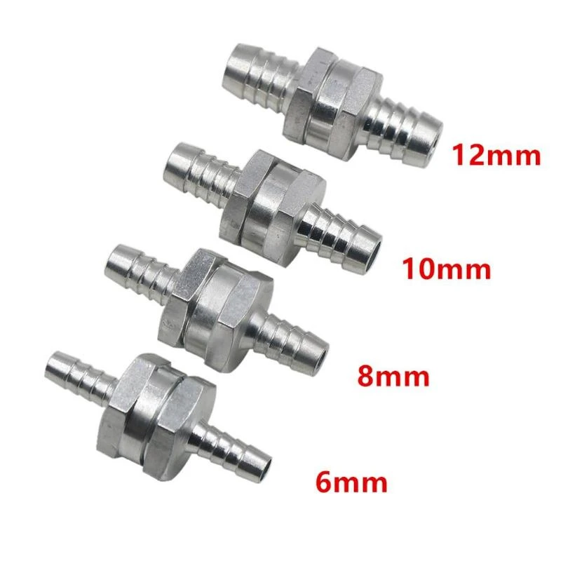 6/8/10/12mm 4 SIzes One Way Valves Aluminium Alloy Fuel Non Return Check Valve One Way Fit Carburettor for Car Motorcycles