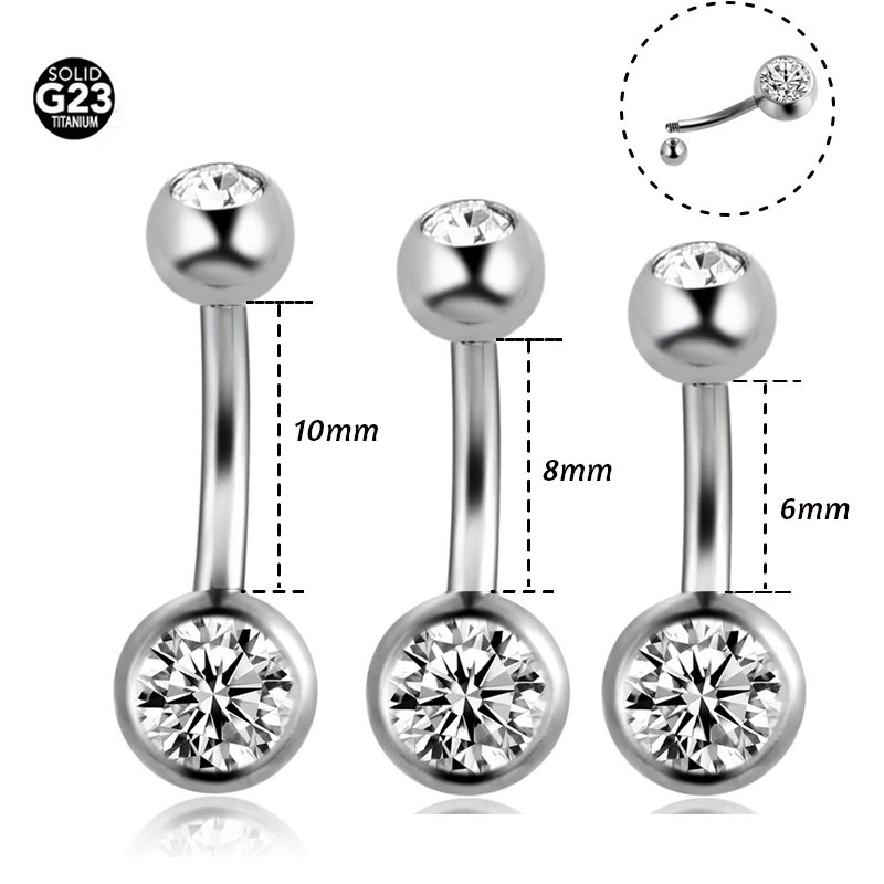1Pc G23 Titanium  Navel Bars Piercing Belly Rings Ombligo Nombril Body Jewelry Navel Piercing Sexy Belly Button Rings Gem