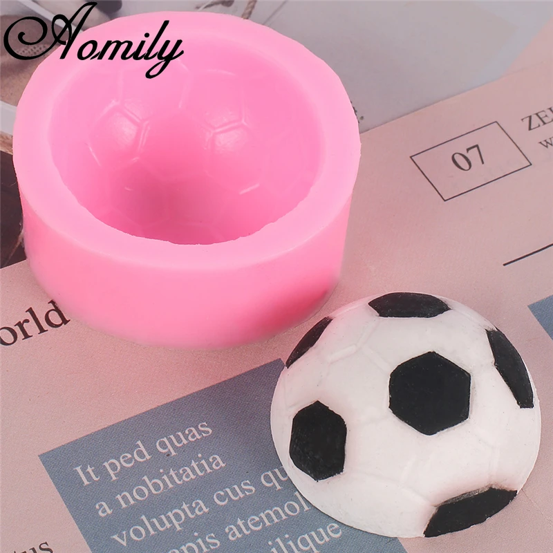 Aomily Football Cake Silicone Molds Soccer Party Fondant Cake Chocolate Candy Mold Resin Clay Mould Ice Block Soap Baking Mold