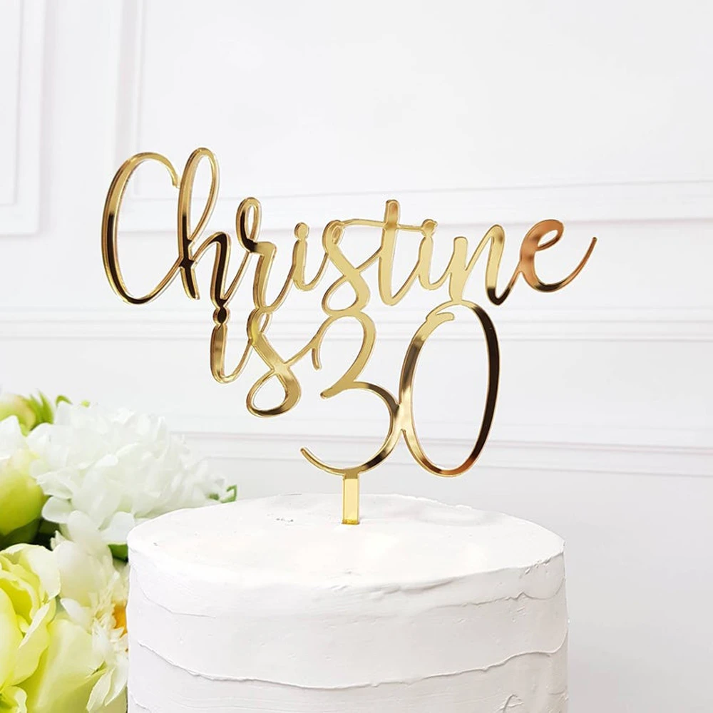 Personalized Name Birthday Cake Topper Custom Age Cake Topper Unique Gold Silver Acrylic Wooden Party Decor For Birthday