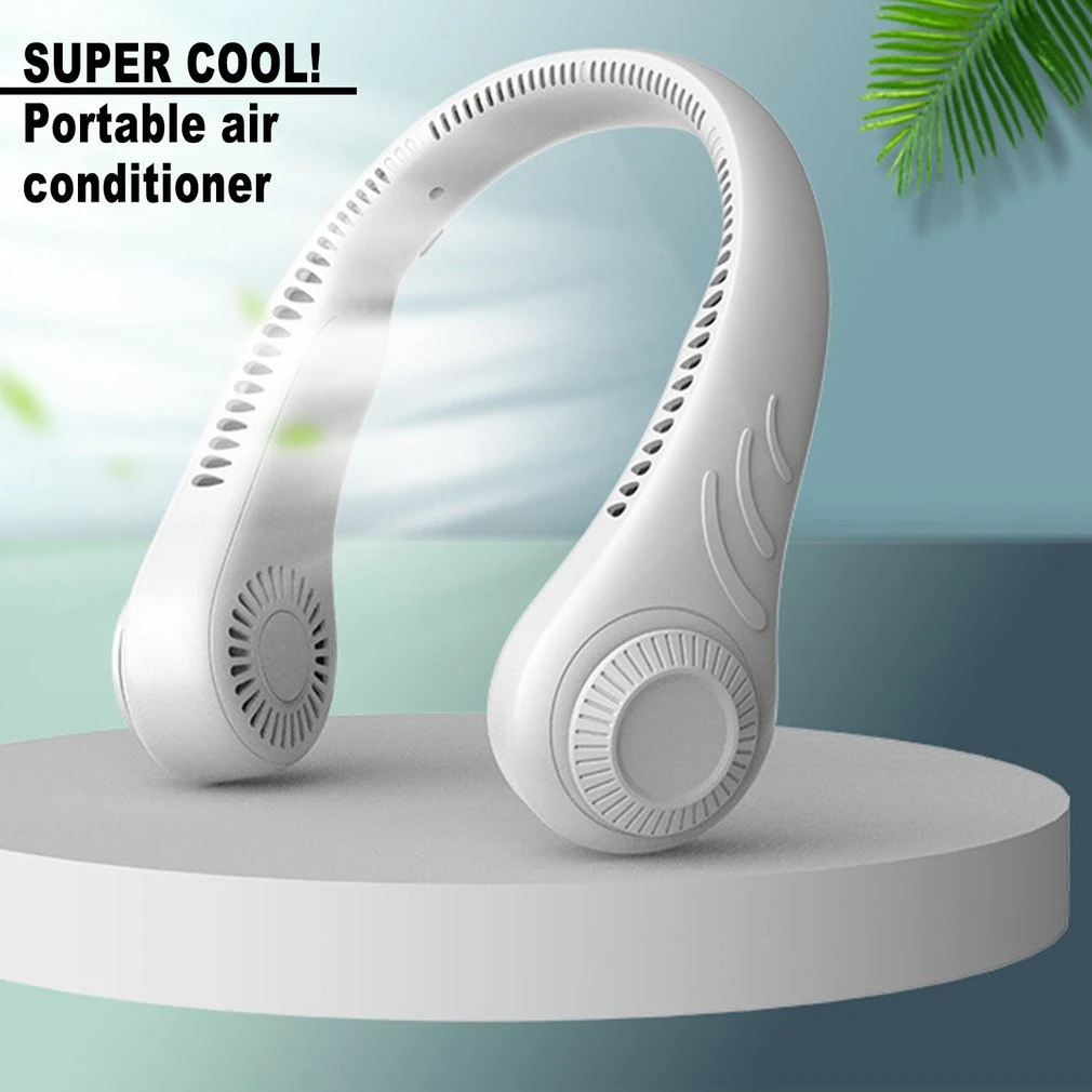 Outdoor Hanging Small Neck Fan Usb Charging Cooling Fan Retro Mini Handheld Silent Lazy Sports Portable Leafless Electric Fan