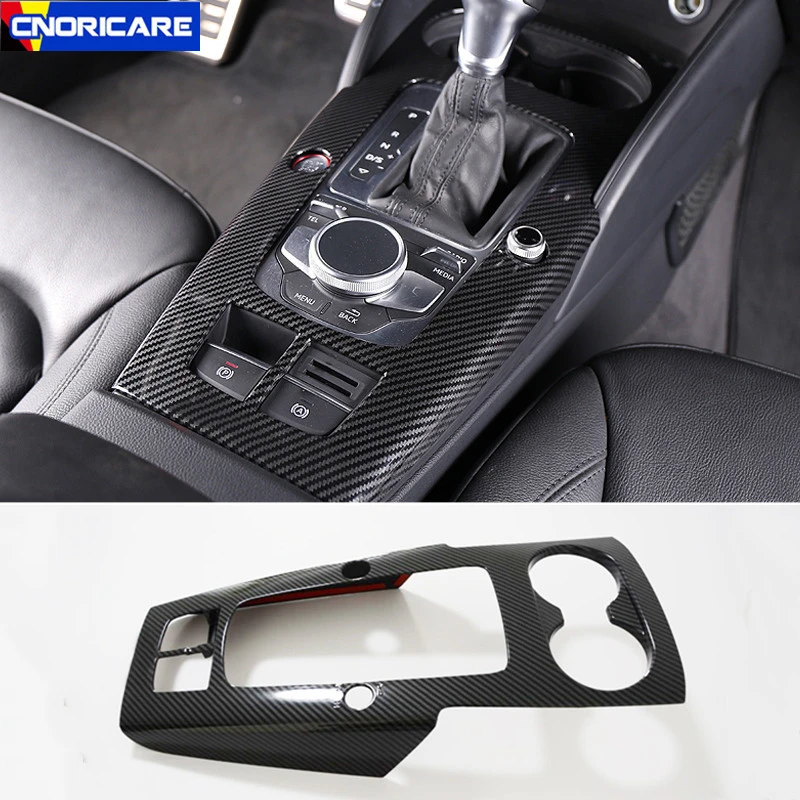 Car Styling Center Console Gear Shift Panel Decoration Sticker Trim For Audi A3 8V 2014-2018 LHD Carbon Fiber Color Accessories