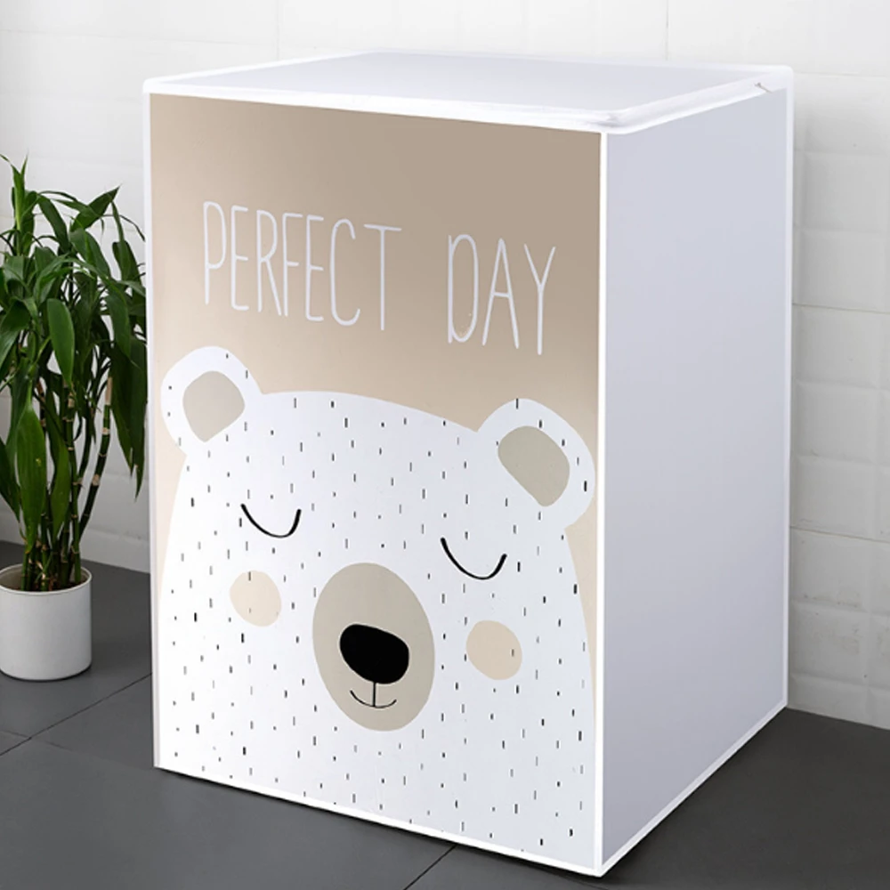 24H Ship Drum Washing Machine Cover Dust Cover Clean Waterproof Dust Cover Cute Cartoon Dryer Dust Cover Household Goods