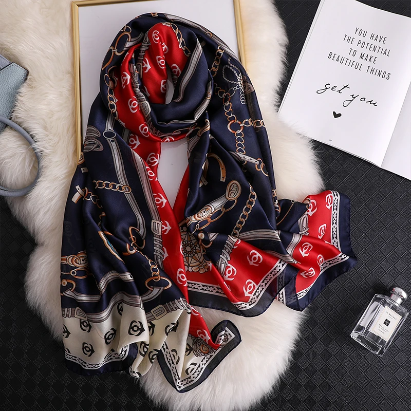 180*90cm Luxury Brand New Women Autumn Winter Fashion Silk Scarf Shawl Beach Headband bandanna wrap muffler foulard hijab female