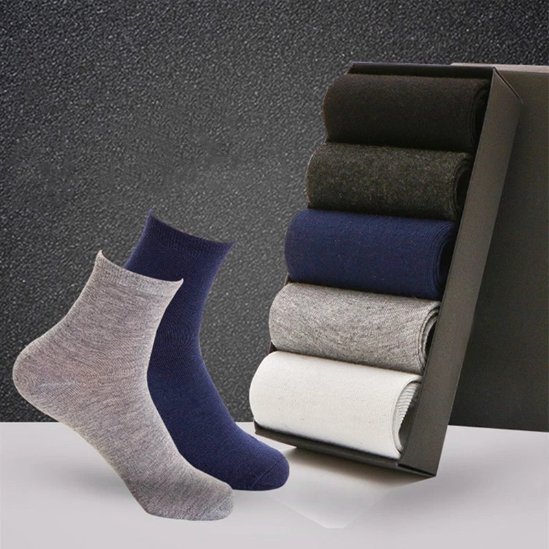 5 Pairs High Quality Men Business Casual Cotton Socks Spring Summer Autumn Winter Solid Colors Crew Socks Male Breathable Socks