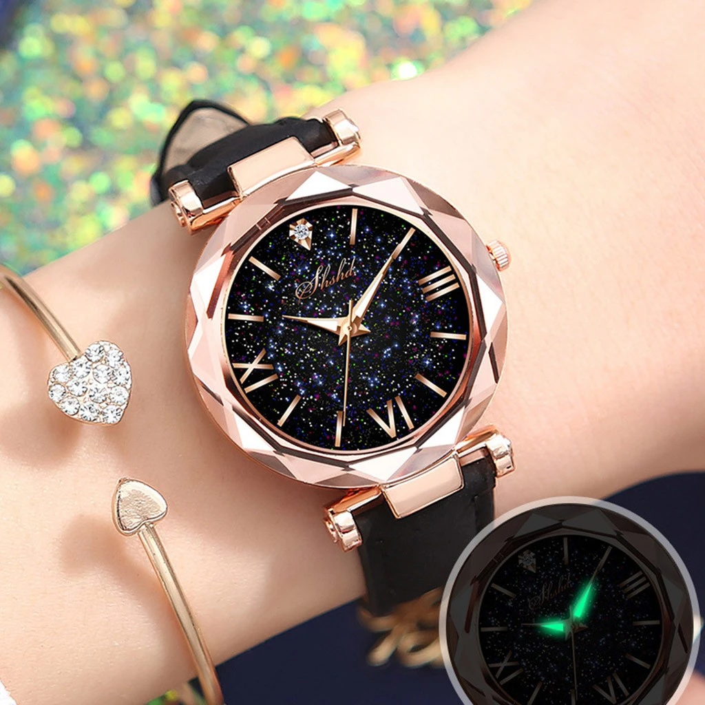 Lady Starry Sky Clock Luxury Women Watches Dotted With Roman Scale Watch Wristwatches Relogio Feminino Zegarek Damski Wristwatch