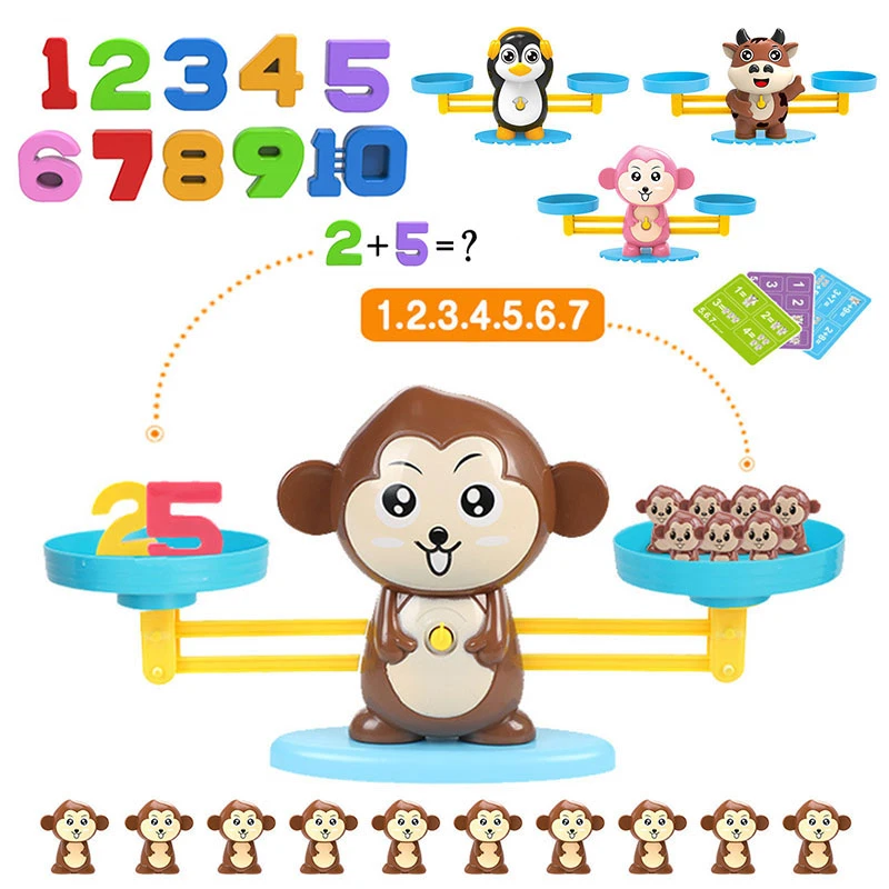 Montessori Weight Animal Balance Math Toys Arithmetic Learning Monkey Animal Balance Scale Number Game Learning Toys For Kids