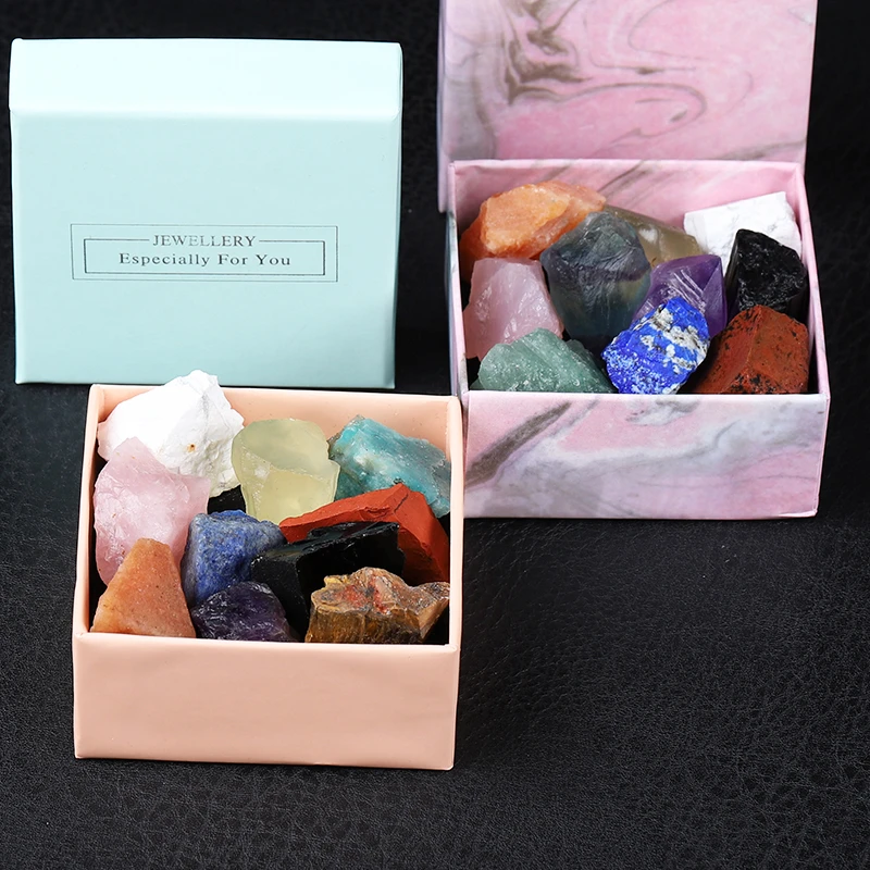 10 pieces/box of natural crystal, gem Chakra healing Quartz mineral, Home Furnishings, Children's Gift Box Crystal Collection