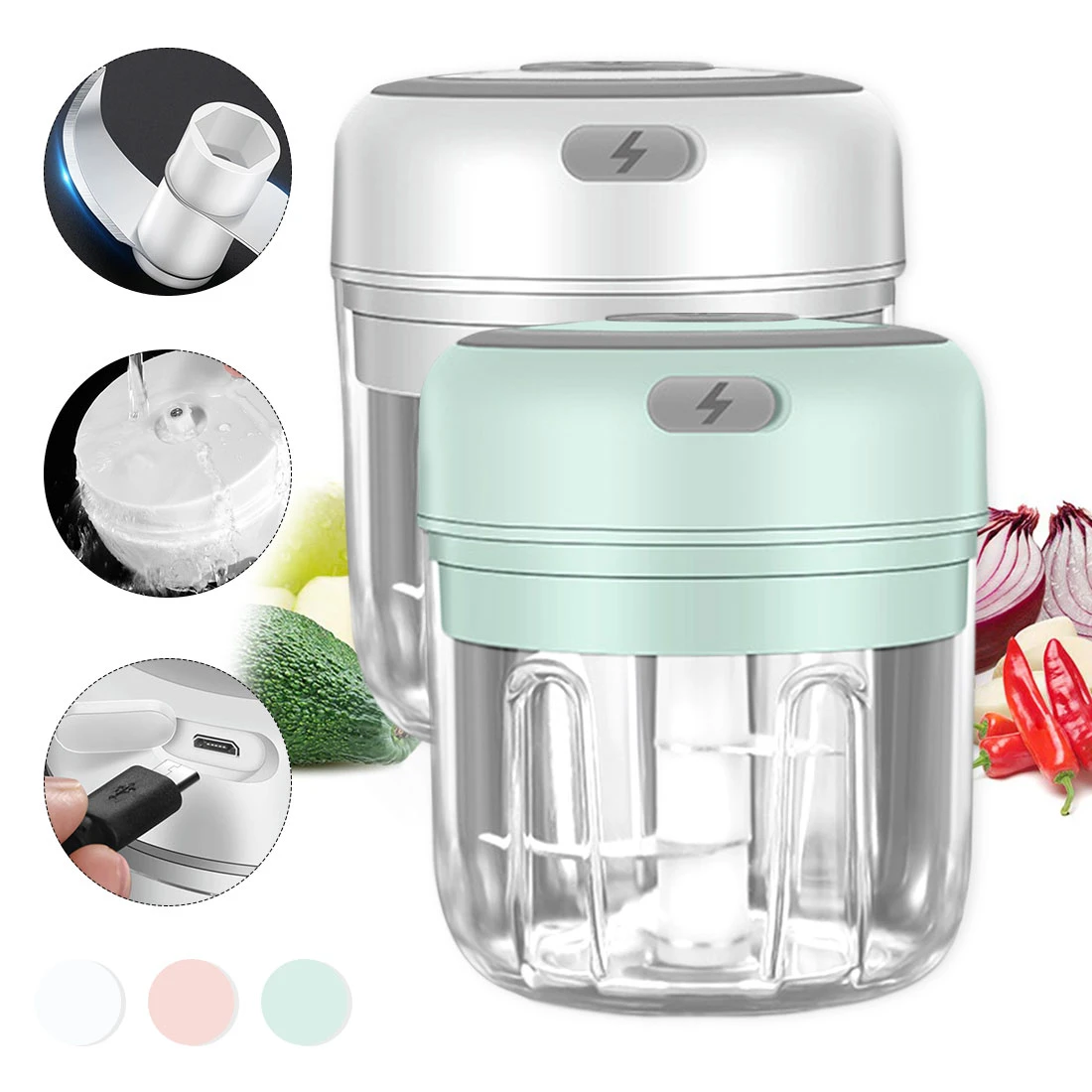 Electric Garlic Masher Sturdy USB Charging Shredder Cutter Durable Vegetable Meat Grinder Fresh Chili USB Garlic Crusher