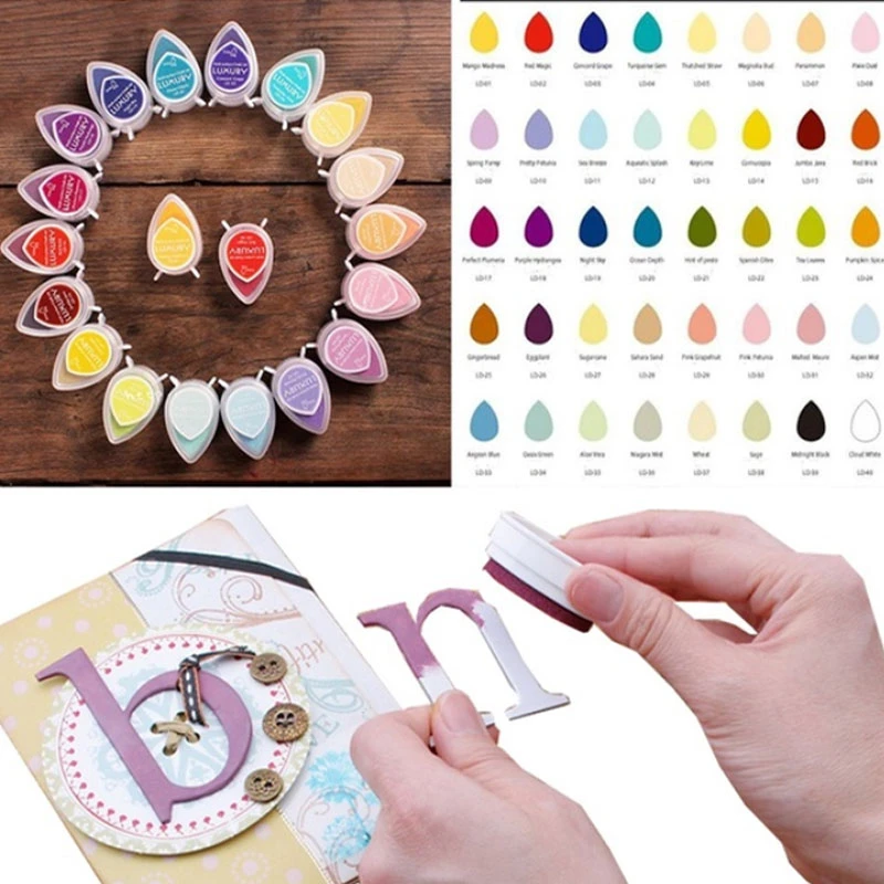 15pcs/lot  Water Drops Pigment Stamping Craft Ink Pad Inks For DIY scrapbooking Photo Album Decoration