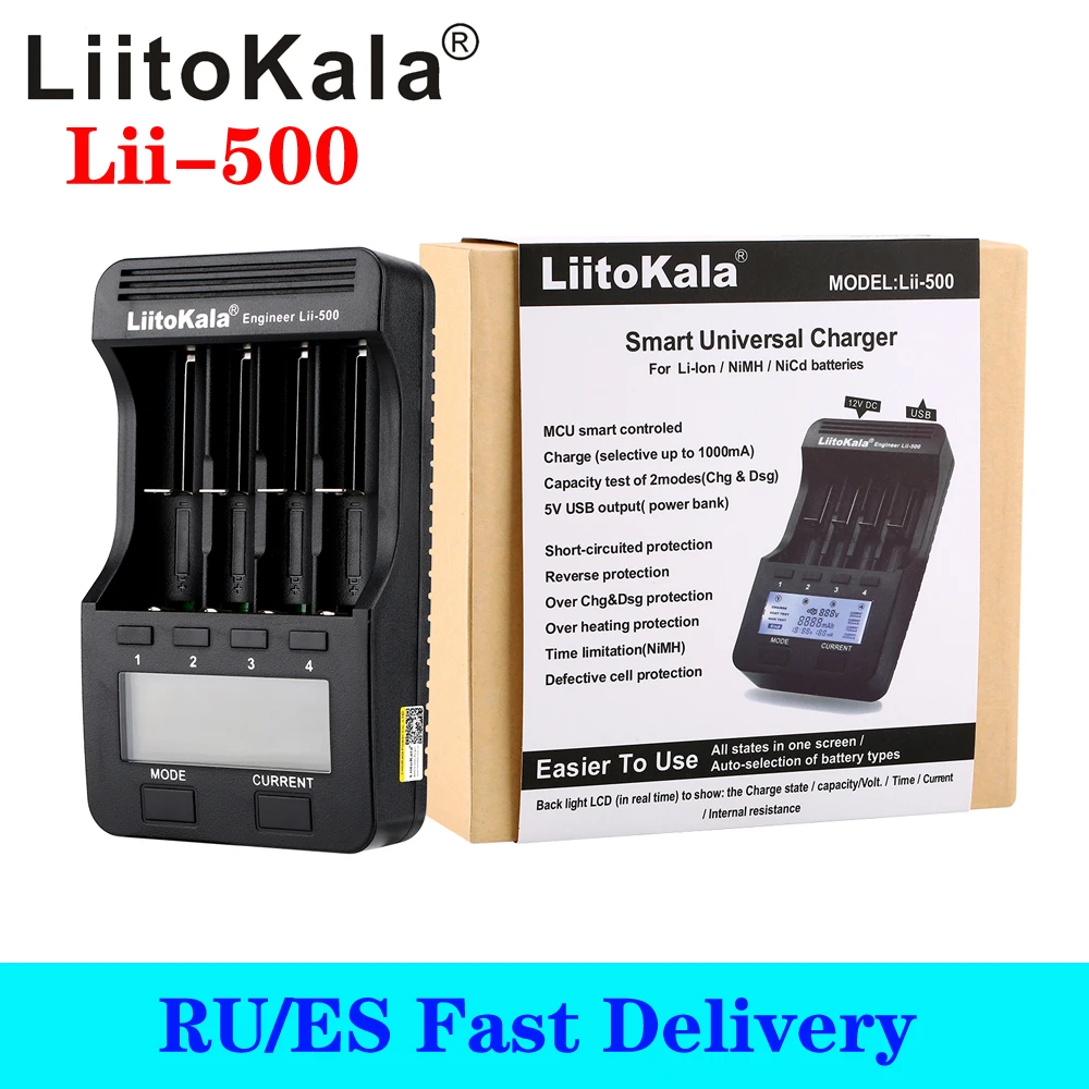 LiitoKala lii-500 LCD 3.7V 1.2V 18650 26650 16340 14500 10440 18500 20700B 21700  Battery Charger with screen