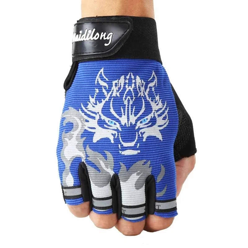 Hot Sale 1 Pair Unisex Kids Anti-slip Breathable Bike Bicycle Motorcycle Half Finger Gloves Outdoor Cycling Hand Protect Wear