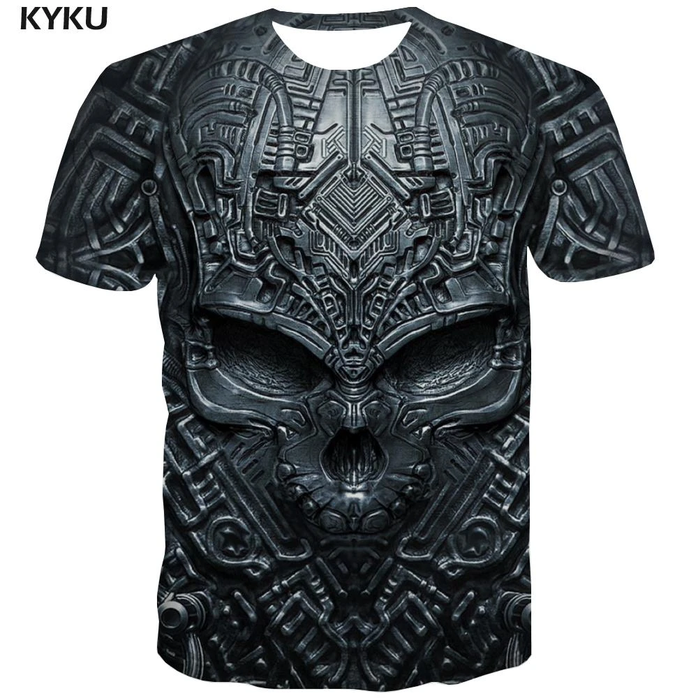 3d Tshirt Skull T shirt Men Metal Funny T shirts War Shirt Print Short Sleeve Punk Rock Printed Style Big Size