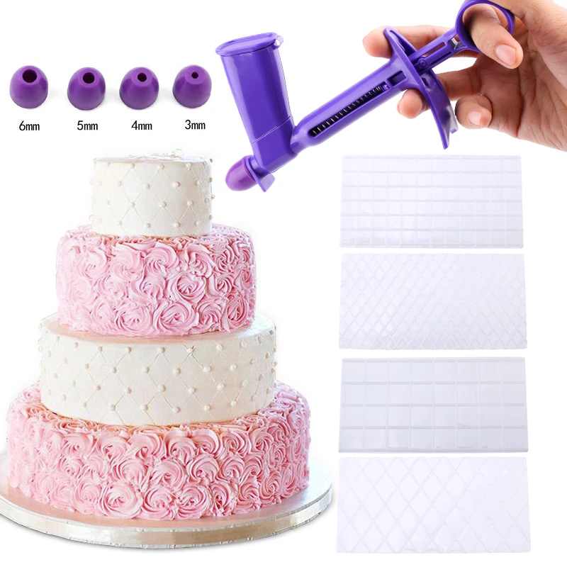 4pcs/Set Grid Transparent Texture Mat Fondant Cake Plaid Embossed Baking Texture Decoration Mold Cake Tools