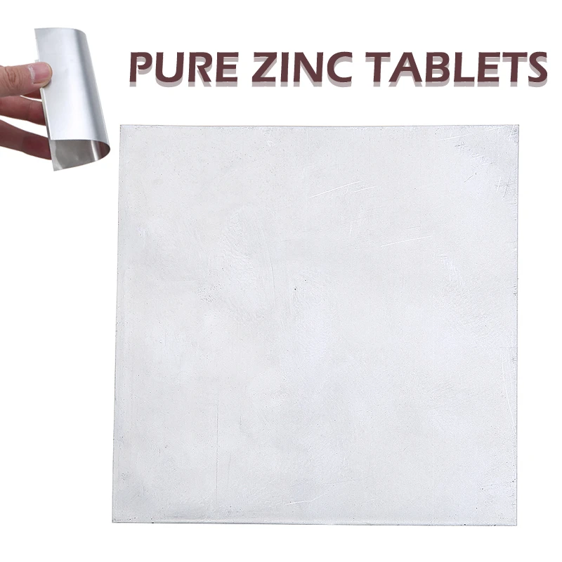 1pc 100mm*100mm*0.2mm High Purity 99.9% Pure Zinc Zn Sheet Bluish-white Metal Zinc Plate Durable for Science Lab