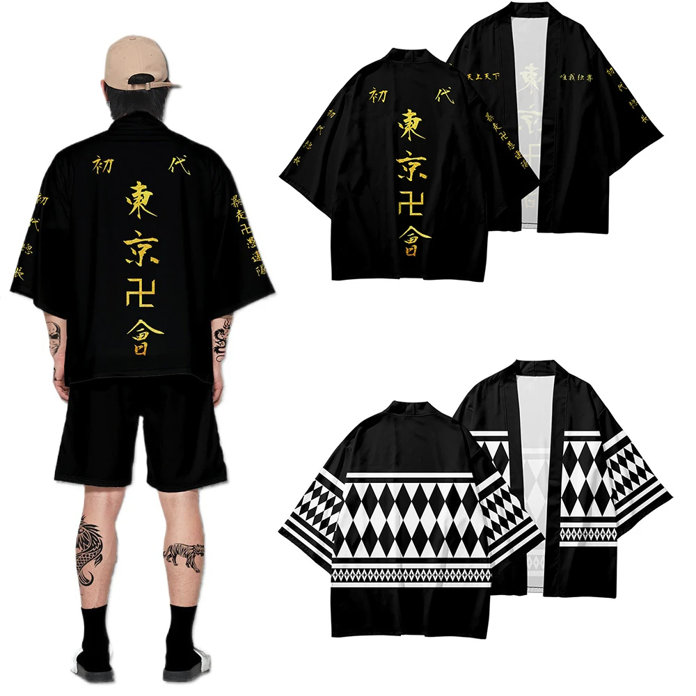 Anime Tokyo Revengers T-shirt Hanagaki Takemichi Ken Ryuguji Cloak Tops Jackets Draken Haori Ryuguuji Ken Mikey Kimono Coats Men