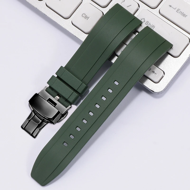 Fluorine Rubber Watch Band 18mm 20mm 22mm 24mm Quick Release Green Orange Watch Strap Steel Buckle for Each Brand Watches Band