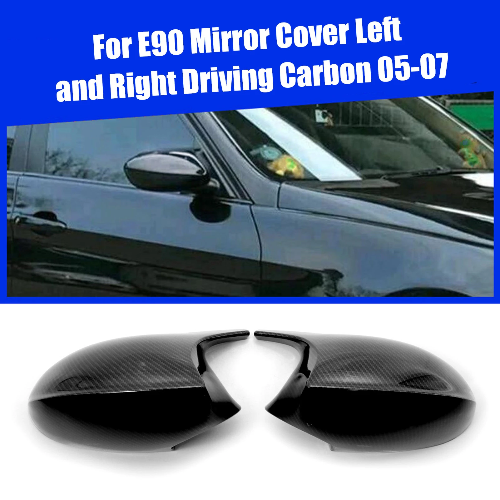 1 Pair Glossy Black M3 Style Side Mirror Cover Caps Replacement For BMW E90 E91 E92 E93 Car Accessories