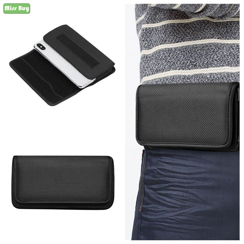 Oxford Fabric Phone Bag For Fundas iPhone XR X XS Max 13 12 11 Pro Max 12mini 5 SE 6 6S 7 8 Plus Flip Waist Bags Belt Clip Case