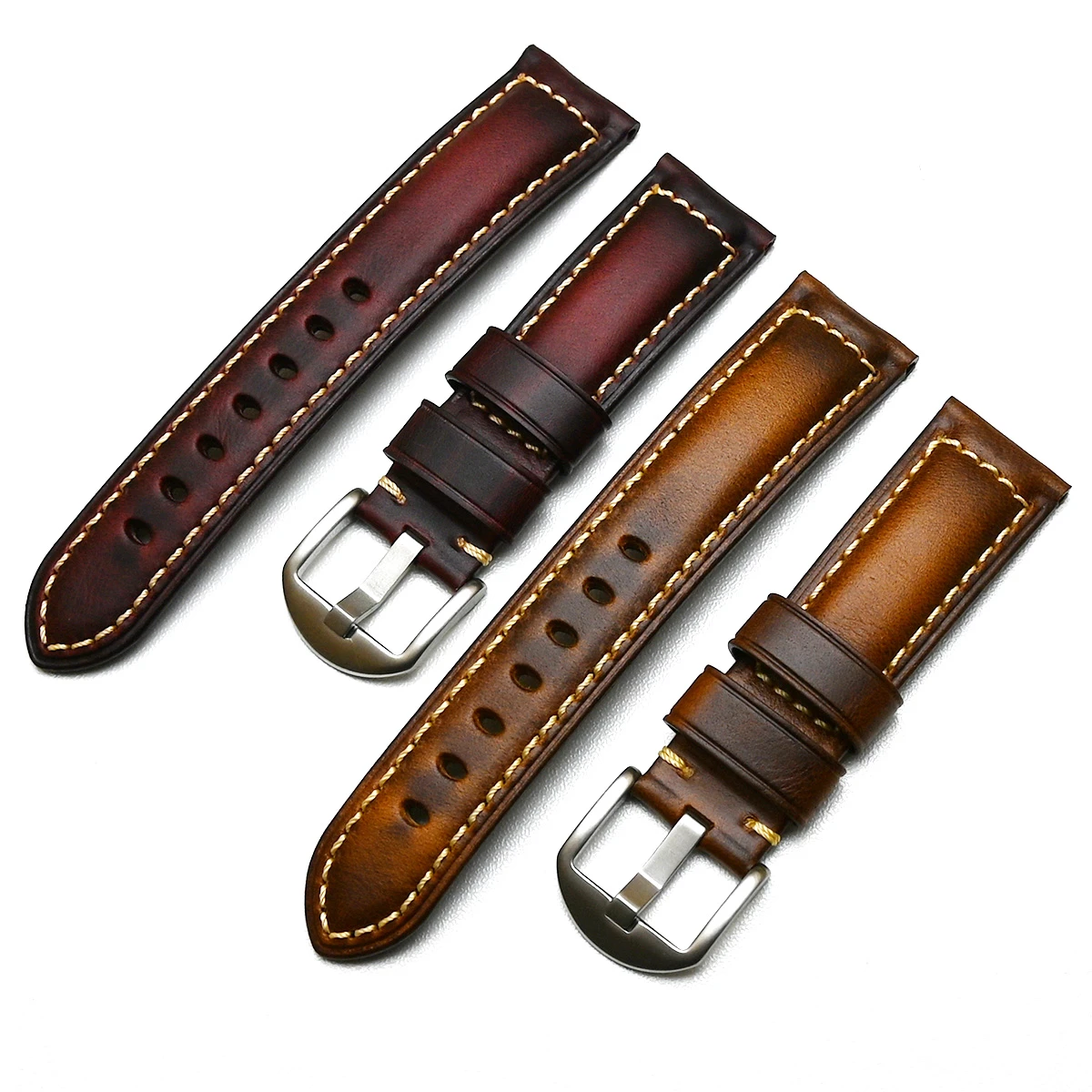 20mm 22mm 24mm 26mm Handmade Italian Brown Black Blue Vintage Genuine Leather Watch Band Strap for panerai HUAWEI Men Watchband