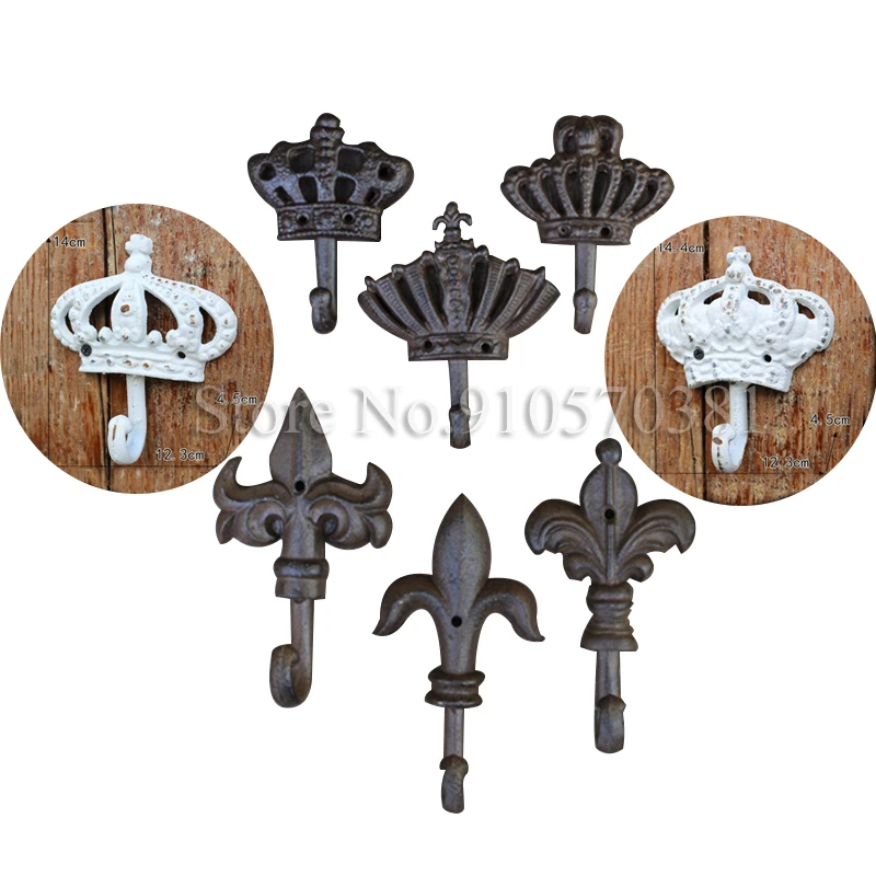 Retro European Crown Series Cast Iron Wrought Clothes Hook Coat Decorative Wall Decoration